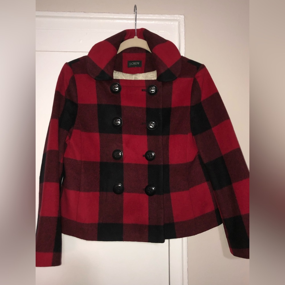 J Crew Italian Coat Plaid Red Sz 2 $55